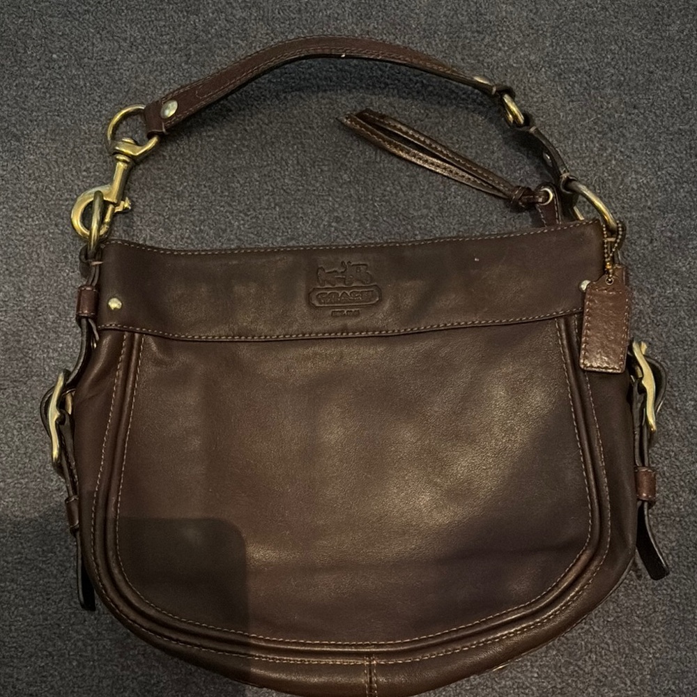 Coach Dark Brown Leather Hobo Bag